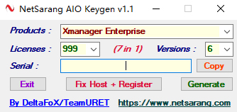 Xftp 6 注册机(含注册码号和密钥)