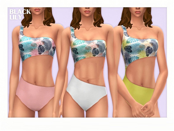 模拟人生4树叶单露肩泳装内衣mod