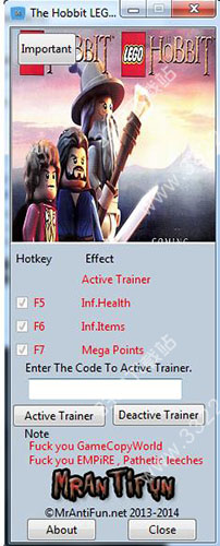 乐高霍比特人修改器